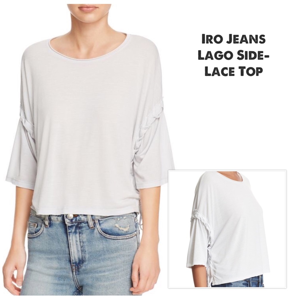 IRO Jeans Lago Side Lace-Up Cropped Top in Ecru NWT Size XS